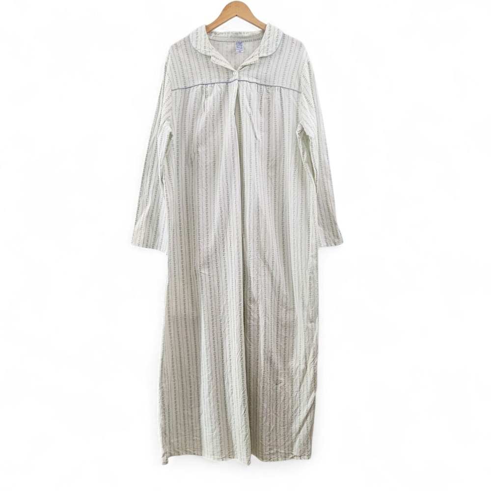 Vintage Sears Nightgown 2XL Cotton Flannel Floral‎ Peter Pan Collar Cottagecore